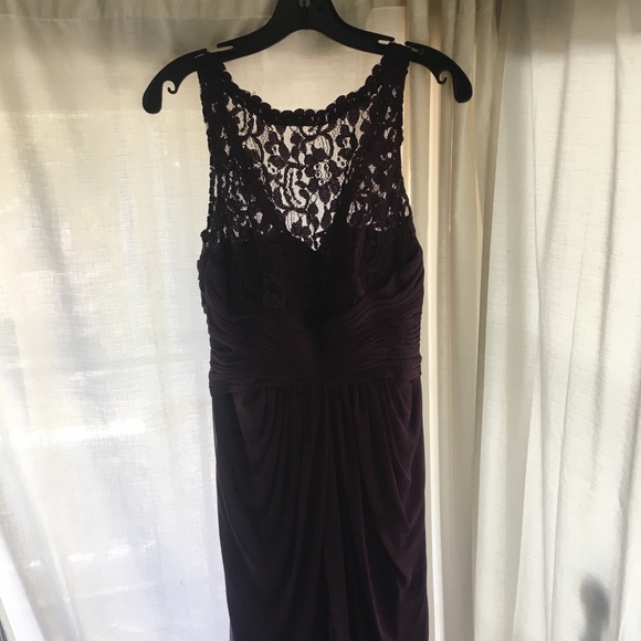 David’s Bridal Bridesmaid Dress Maxi Plum - Picture 1 of 6